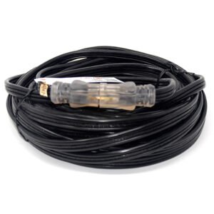 25' Black 12/3-3 Flat Line Convention OSHA Extension Power Cord